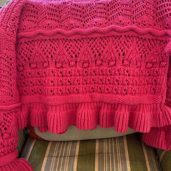 NWT hot pink Design History cropped chunky sweater size M - Picture 2 of 5